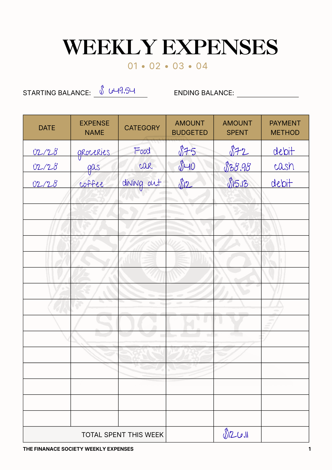 Weekly Expense Tracker – Stay On Top of Every Dollar